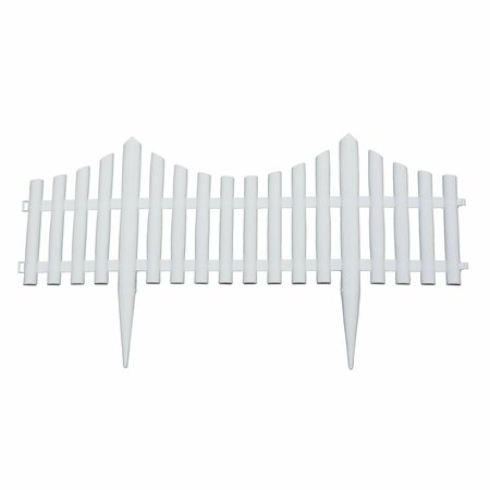 EMSCO GROUP Picket Fence Decorative Fencing, White Border Edging, 13inx24in sections, 36ft of Garden Edging 2140HD